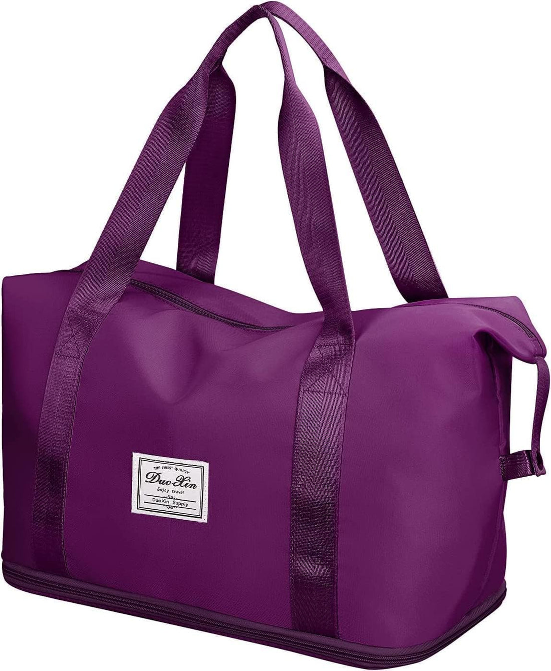 Large Capacity Folding Travel Bag, Waterproof Lightweight Gym Bag with Wet and Dry Separation Bag, for Travel, Sports, Gym Bags (Burgundy)