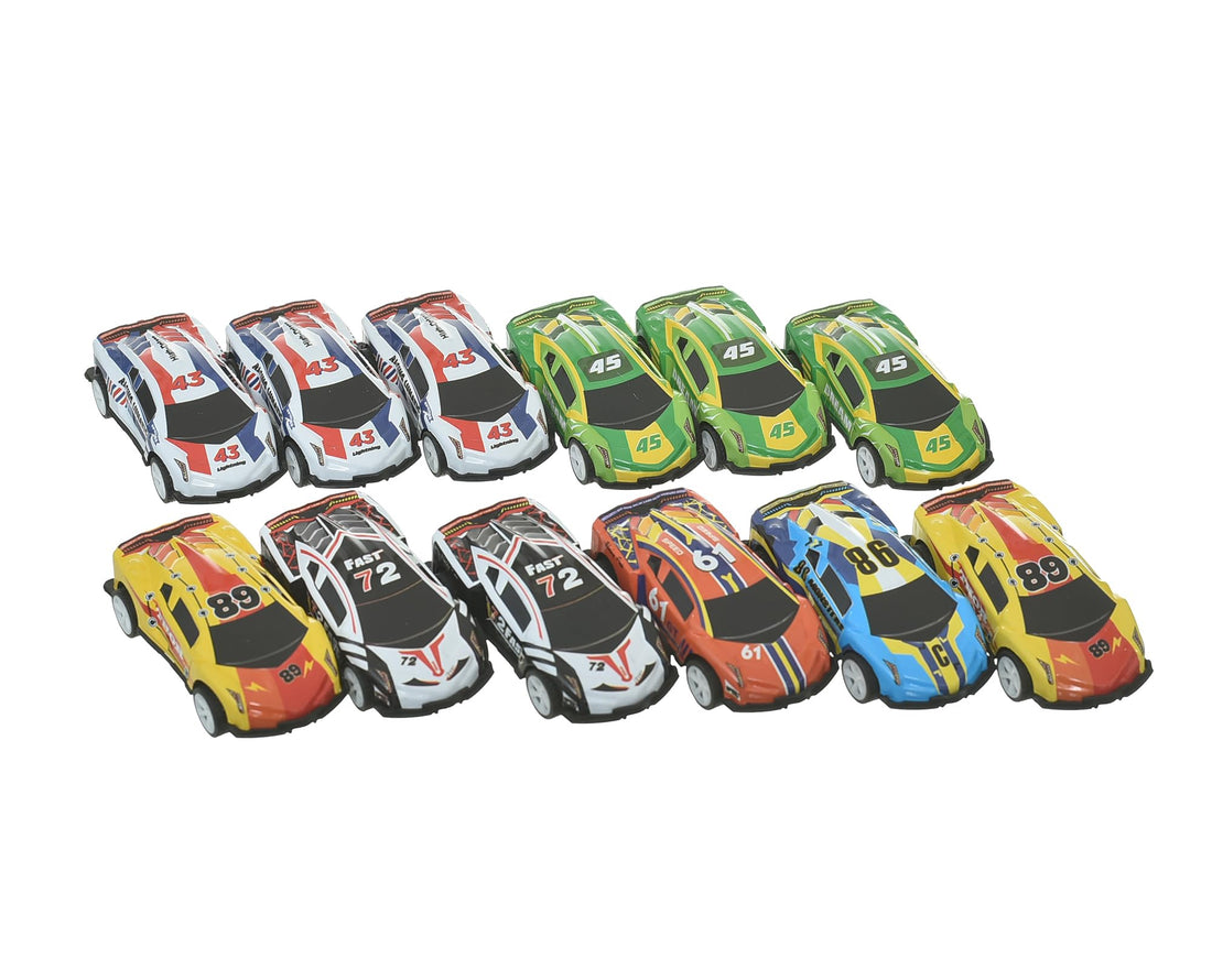 Minsa Set of 12 Pull Back Mini Cars Toy in Storage Bag Friction Powered Vehicles Code 338 for Kids -Multicolor