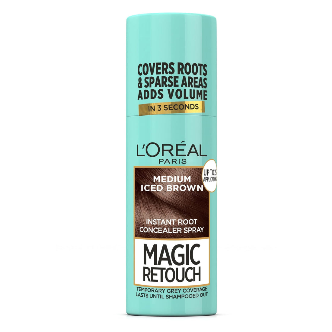 L'Oréal Magic Retouch Instant Root Concealer Spray, Ideal for Touching Up Grey Root Regrowth, 75 ml, Colour: Medium Iced Brown