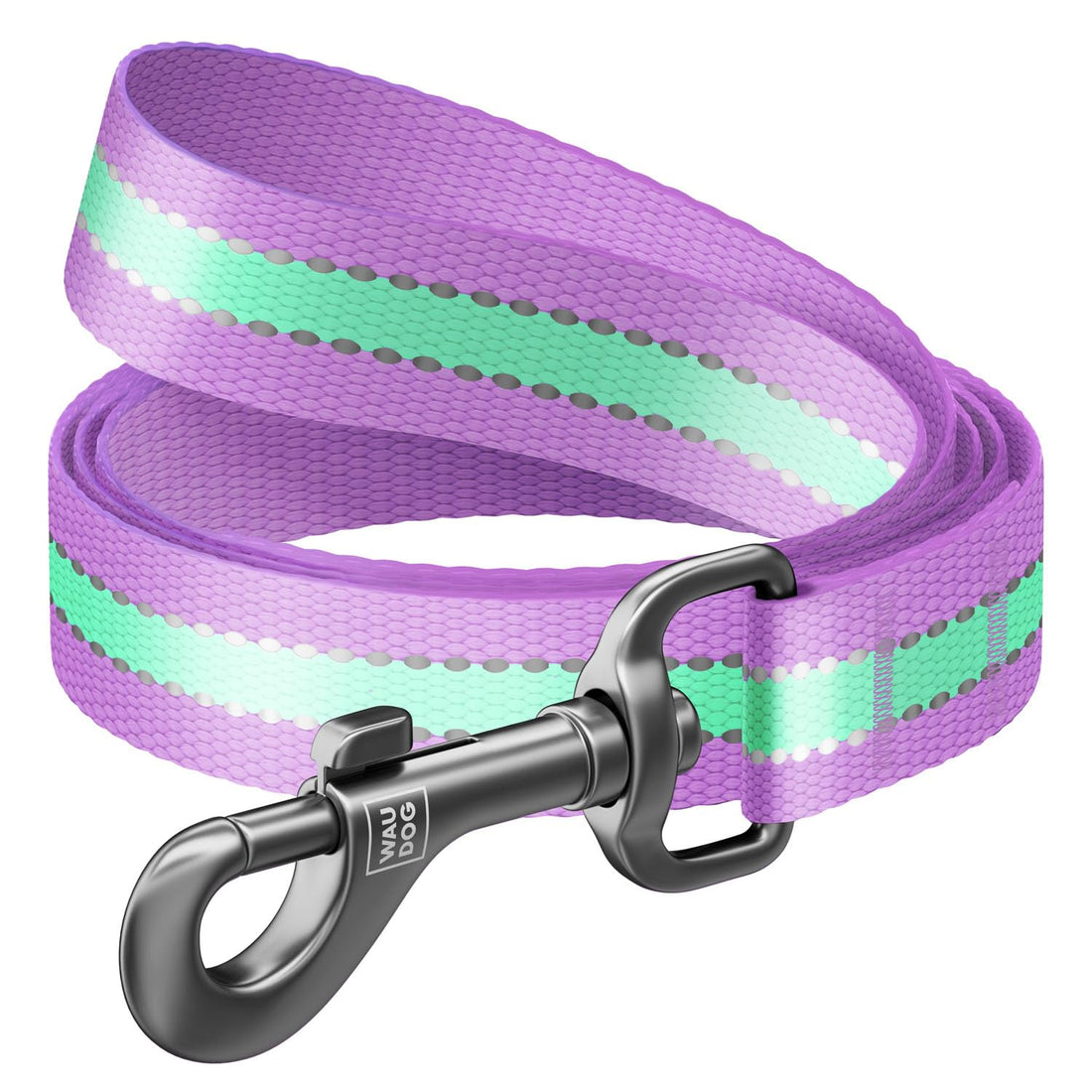 WAUDOG Dog Leash Nylon, glow in the dark/reflective, Small, W 15 mm, L 122 cm, purple