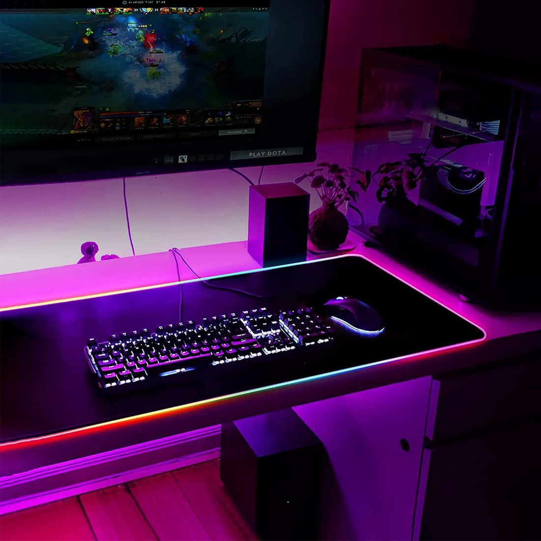RGB Large Mouse Pad 700x300x4 mm, Colorful LED Light Keyboard Mat Game Playing Mouse Pad, Extended Large Desk Pad for PC Laptop