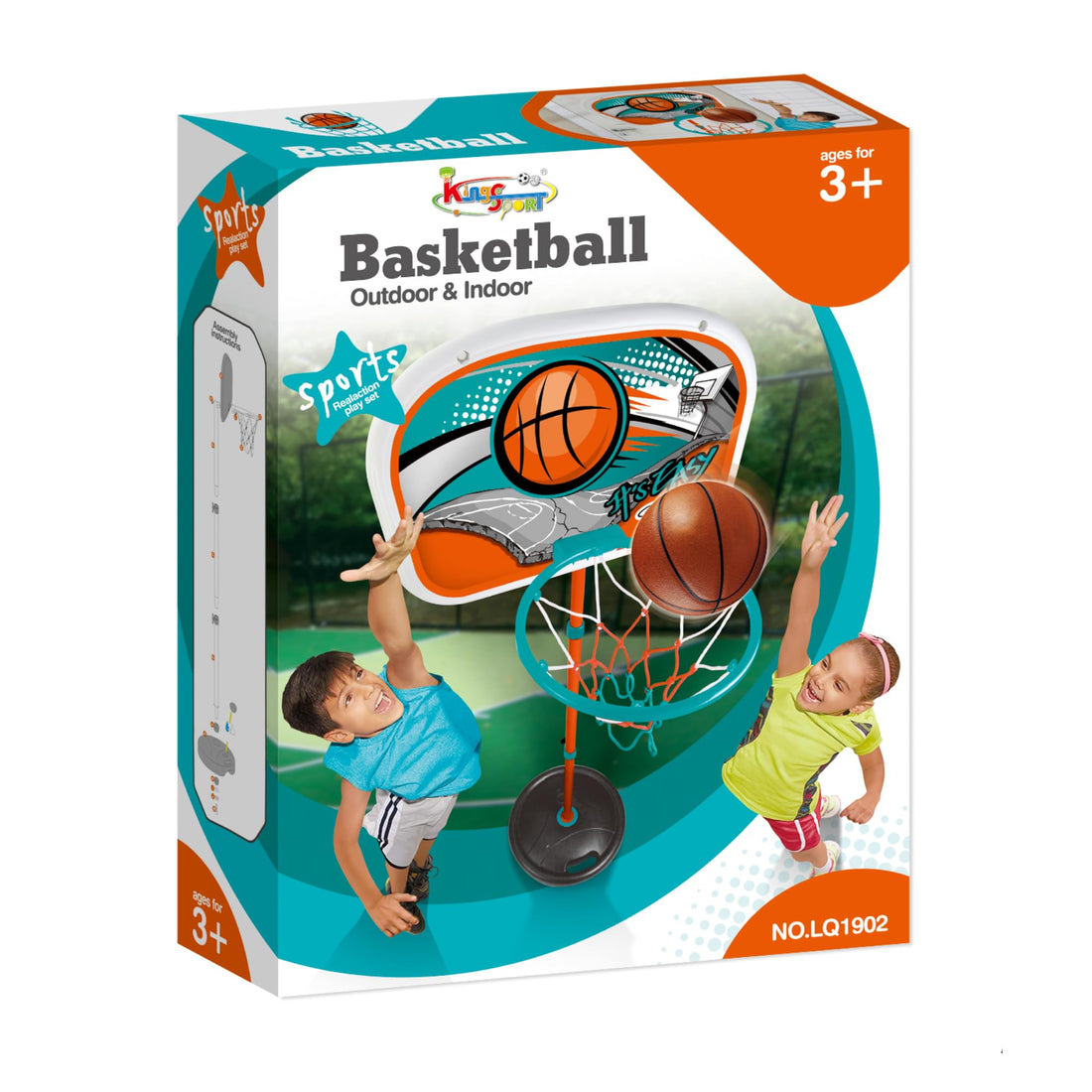 KINGSPORT LQ1902 Kids Pipe Basketball Stand Indoor & Outdoor Fun Hoop Game - Multicolor