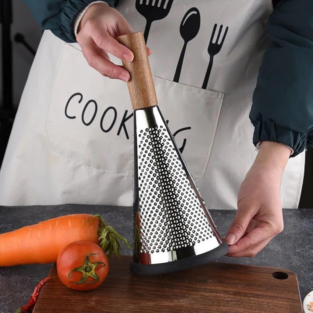 Chicco Wooden Handle Multipurpose Stainless Steel Grater for Carrot Potato