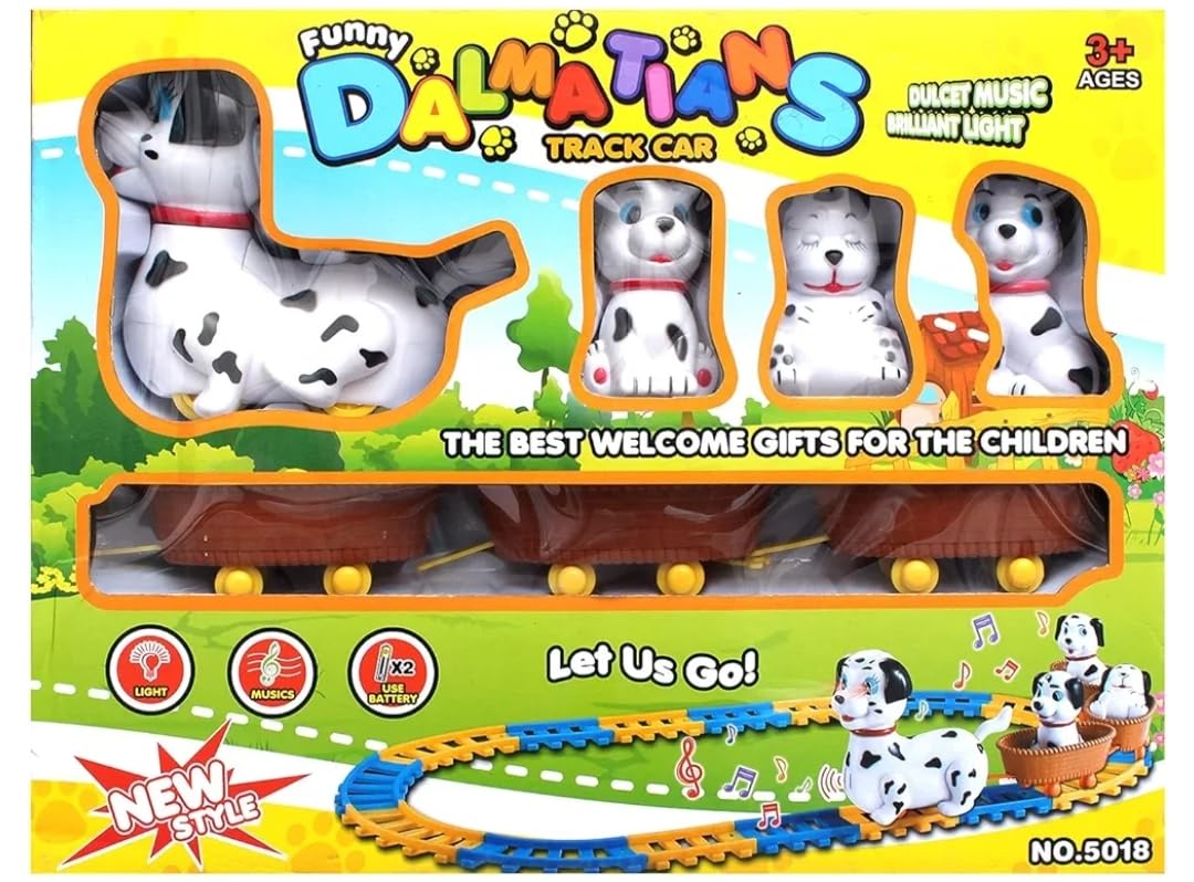 Dog Train Large Size Dotted Dog Car Train Toy For Kids - Multi Color