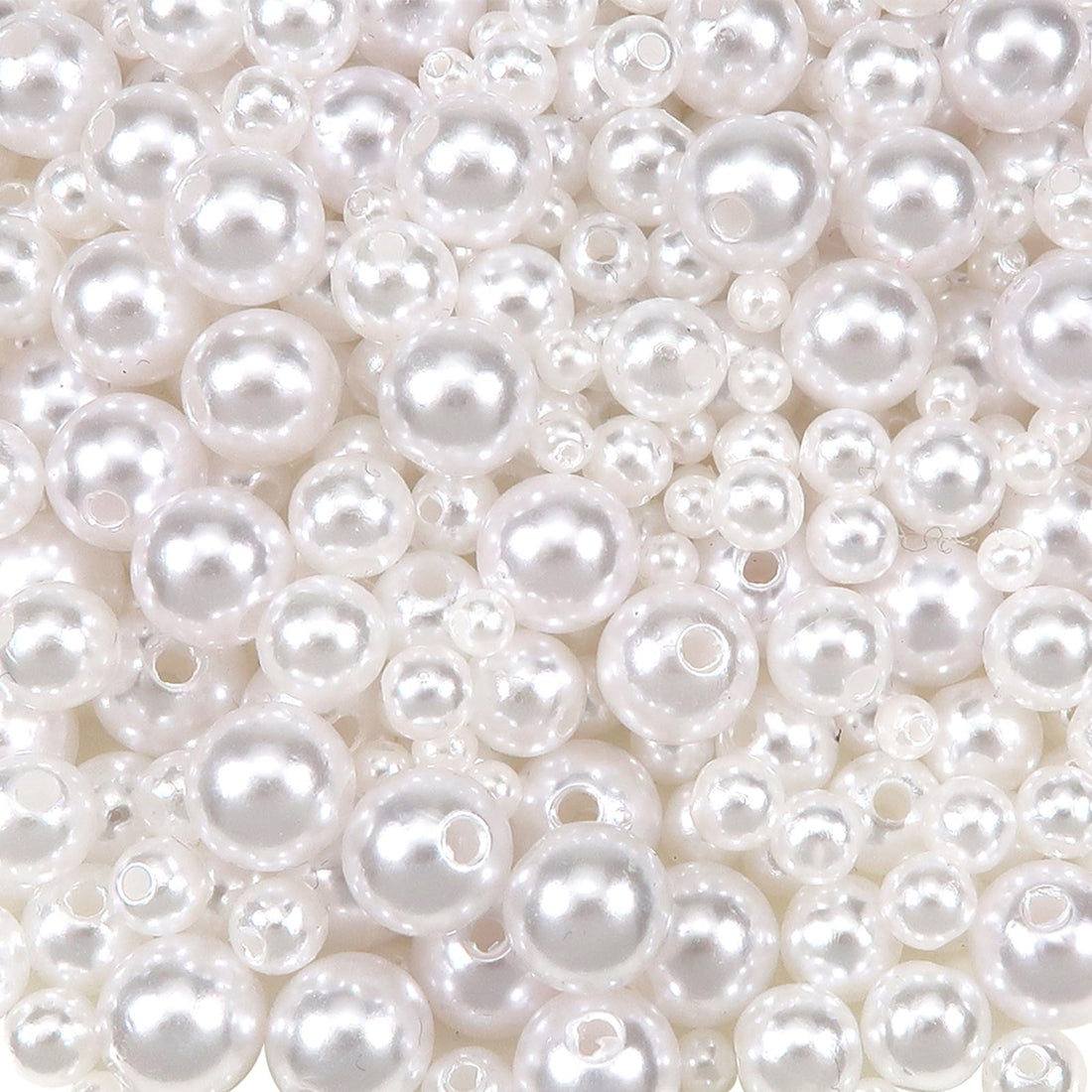 TOAOB THE ONE AND ONLY BABY 500pcs Pearl Beads White Pearl Beads for Jewelry Making 4mm 6mm 8mm 10mm Crafts Loose Spacer Bead Assortments for Vase Filler Home Decoration