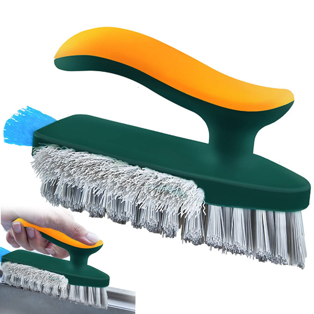 SWAMINE Plastic 4 In 1 Tile Grout Cleaner Brush With Squeegee, V-Shape Gap Scrub Brush Crevice Cleaning Brush Tools, Multifunctional Scrubbing Floor Brush For Cleaning Corner,Window,Sink,Kitchen