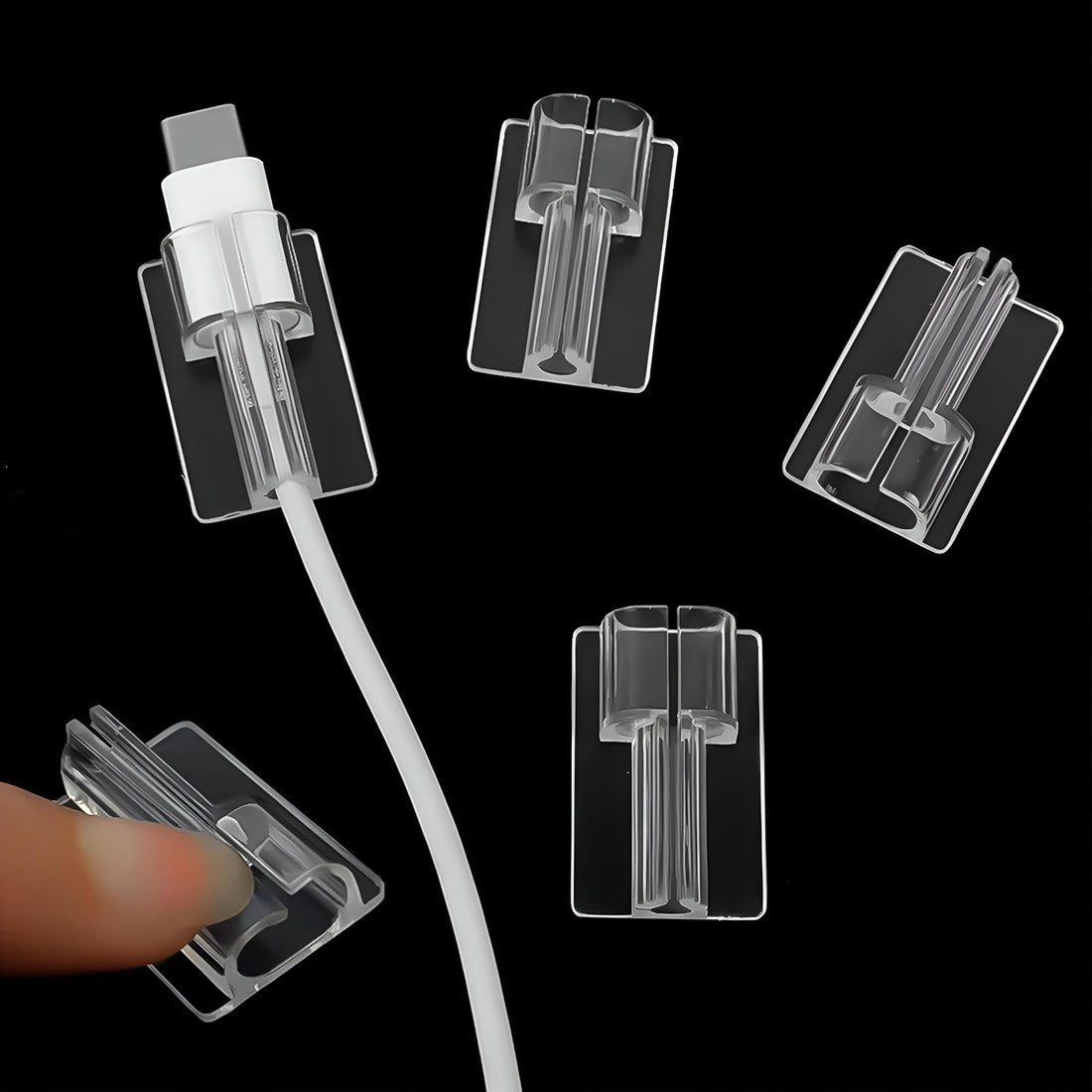 Transparent Cable Organizer with Adhesive for Efficient Wire Management and Keep Organization in Your Space 20 Pieces