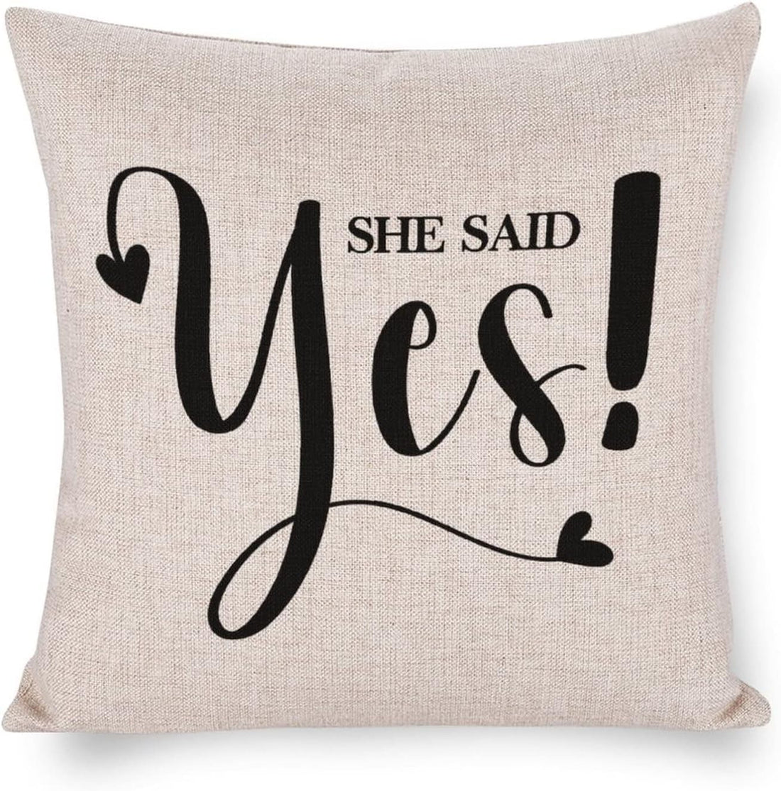 KAYL Love Quotes Throw Pillow Covers Cases She Said Yes Decorative Cushion Covers for Patio Sofa Couch Summer Holiday Home Decoration Linen Cushion 40 x 40
