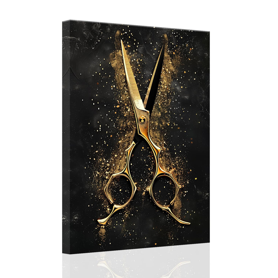 SWQYLB Hair Salon Wall Art Barber Pictures Canvas Black and Gold Wall Decor Haircut Tools Painting Trendy Barbershop Wall Decor Framed Hairdresser Gifts (16.00" x 24.00")