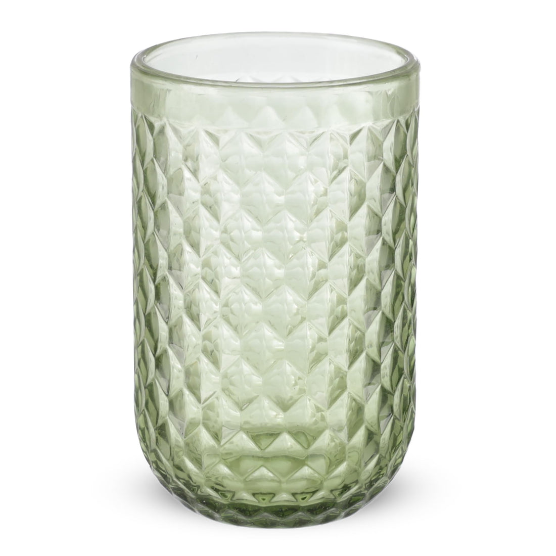 Long Tumbler set, 6 pieces, Diamond design, High quality Glass -Green