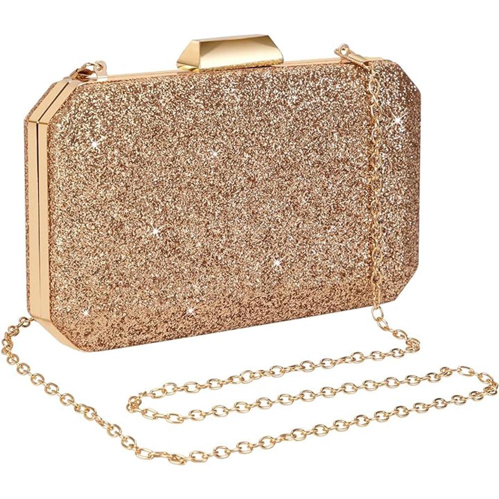 Clutch Evening Bag Glitter Purse Handbag, Elegant Sparkly Women Chain Shoulder Bag Bridal Wedding Cocktail Prom Party Envelope Bag Sequins