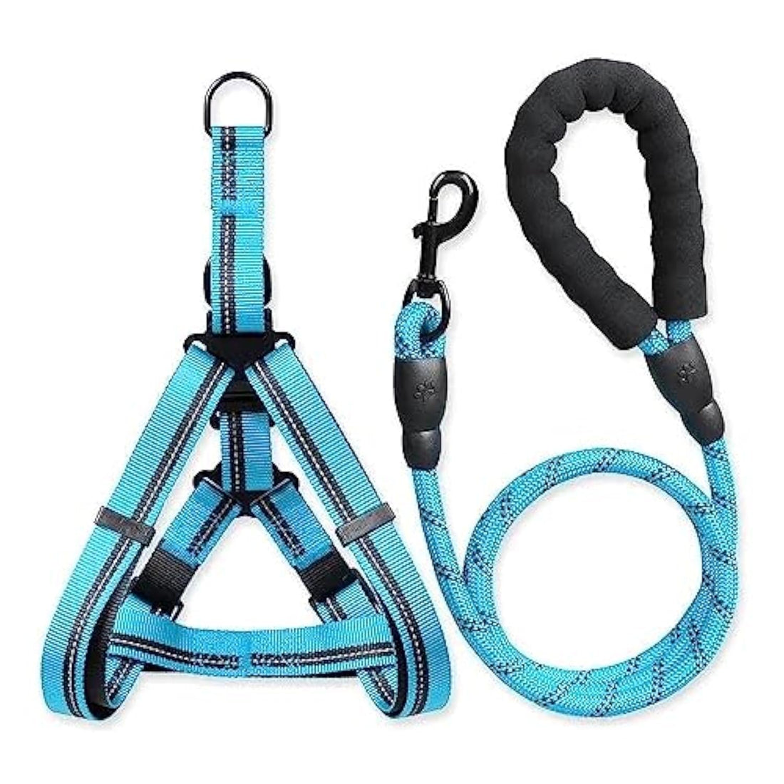 Dog Harness with Leash Light Blue