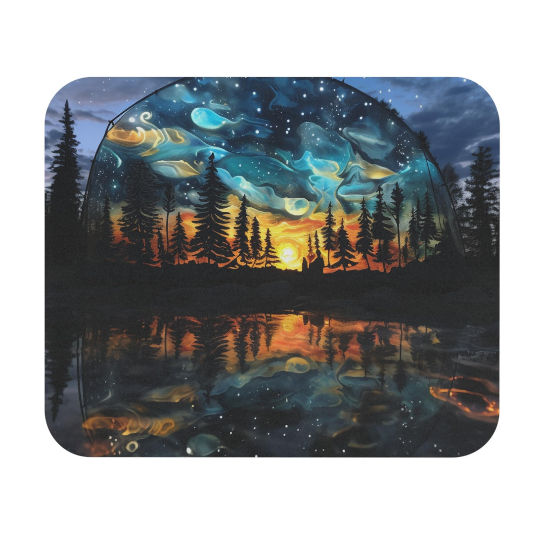 Surreal Sunset Camping Mouse Pad – Artistic Tent Reflection in Lake, Smooth & Non-Slip Desk Mat for Office & Gaming, Durable Mousepad-203
