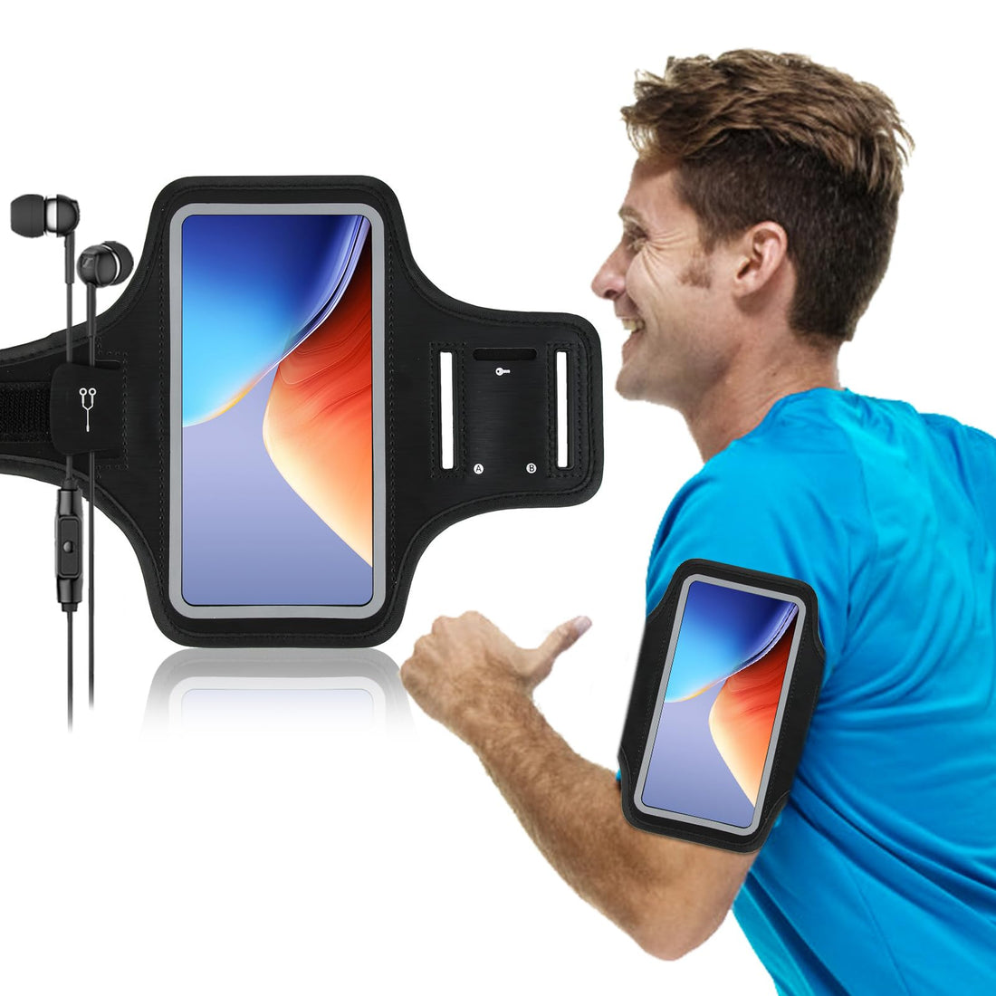 Sports Armband Running Armband Universal Cell Phone Arm Bag Waterproof Arm Bag for Mobile Phone up to 6.8 Inches, for iPhone 14 13, GalaxyS22 S23Huawei Black
