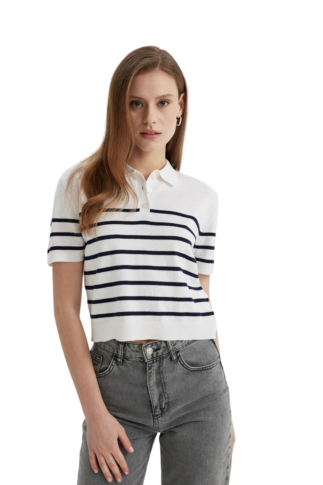 DeFacto womens Core Regular Fit Polo Neck Short Sleeve Tricot Pullover Pullover (pack of 1)