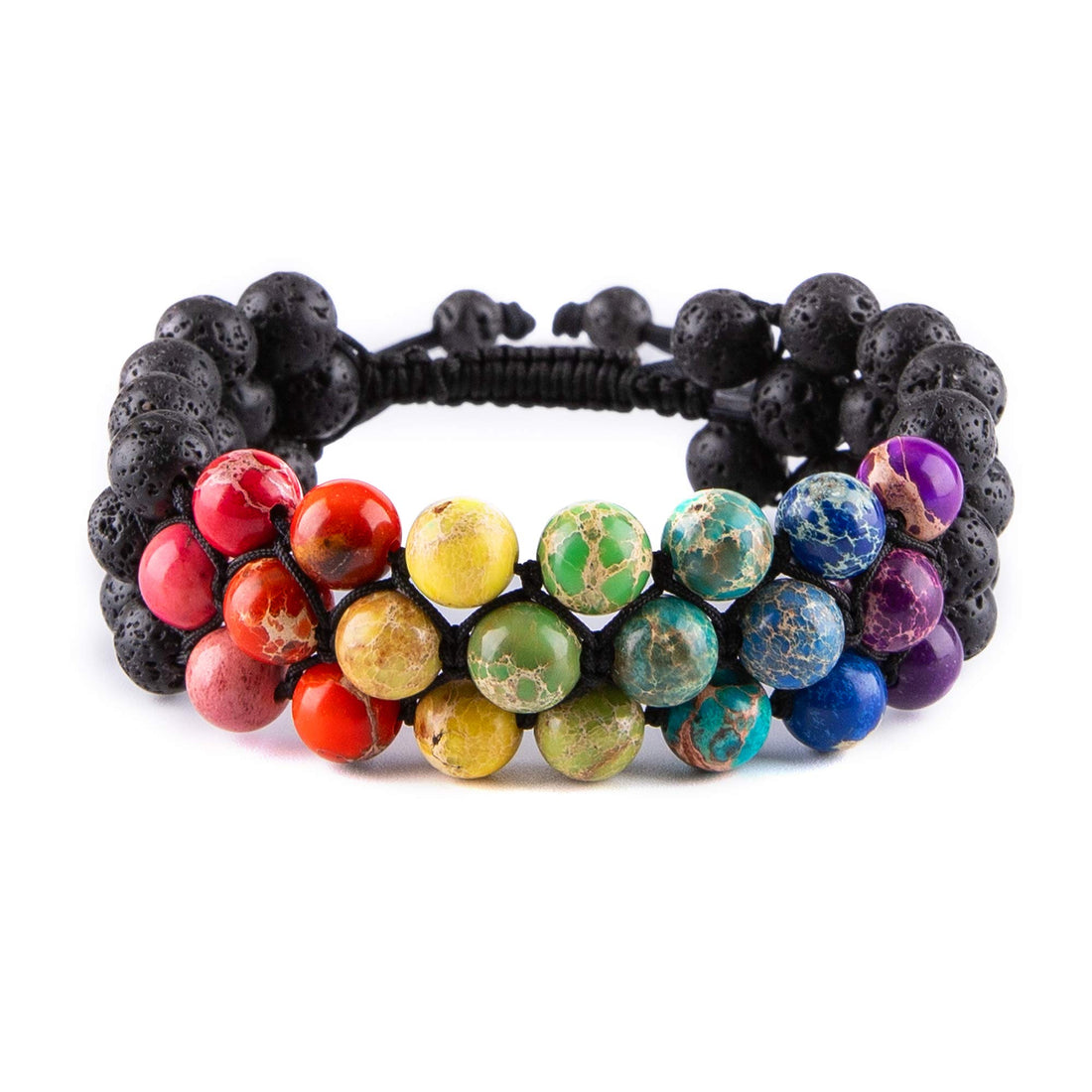 Bivei 8mm Natural Lava Rock Stone Bracelets for Men, Healing Crystal Essential Oil Diffuser Beads Bracelet Chakra Yoga Energy Anxiety Gemstone Bracelet - 3 Layer, 8mm, Stone, not known
