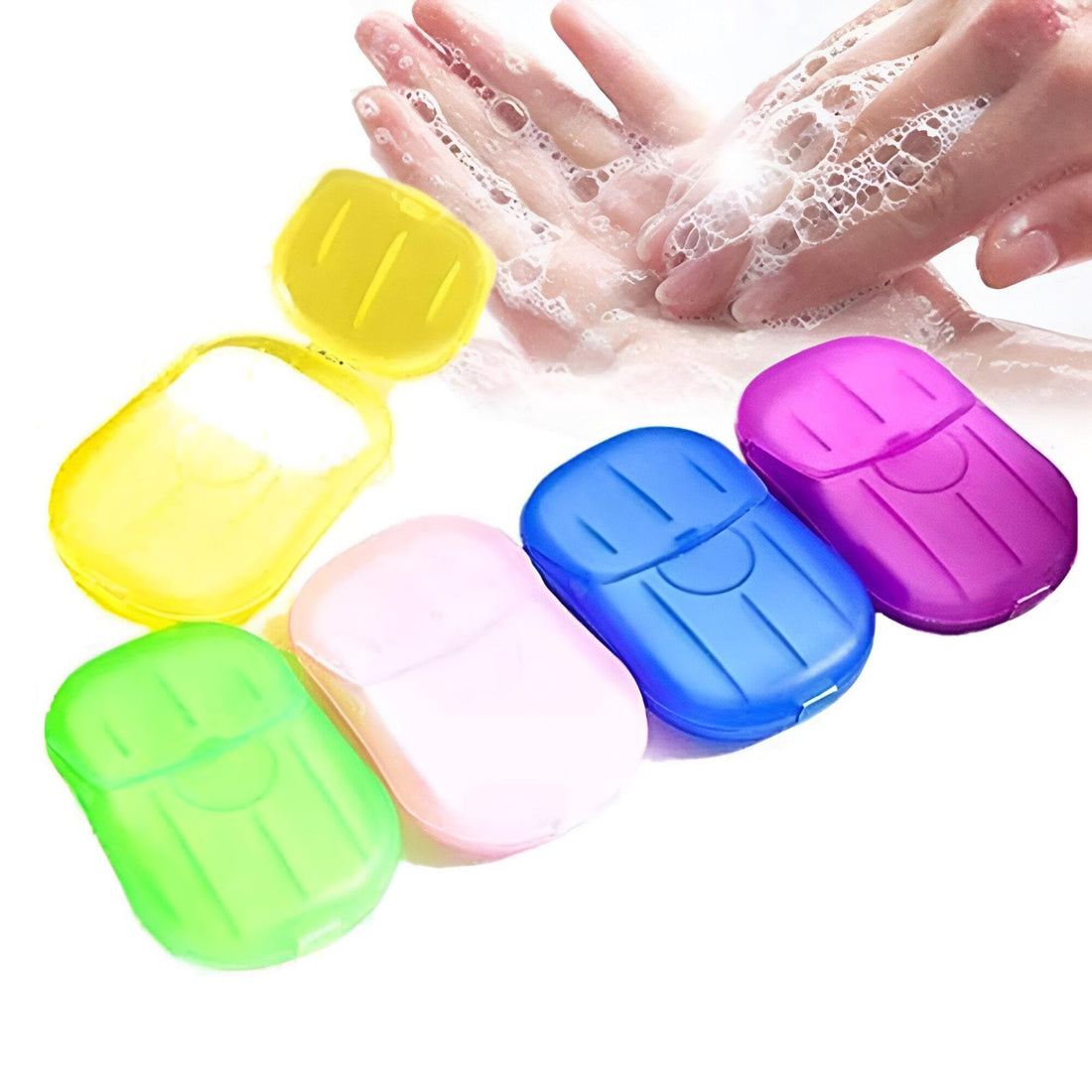 5 Pcs Disposable Soap Paper Slices Portable Hand Wash Case for School Trips, Travel and Outdoor Activities, Easy and Quick Cleaning