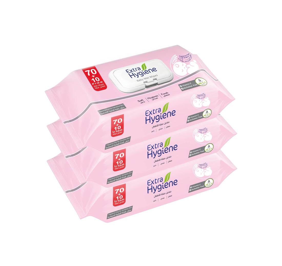 Extra Hygiene WIPES BABY SENSITIVE SKIN 70+10W*3