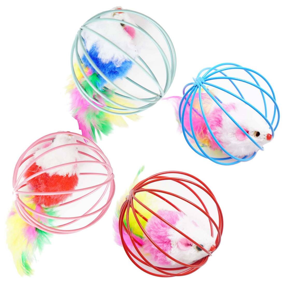 GTM Smith Cat Toy Mouse Ball Cat Toy Feather Cat Toy Toy Mouse with Wings 4pcs