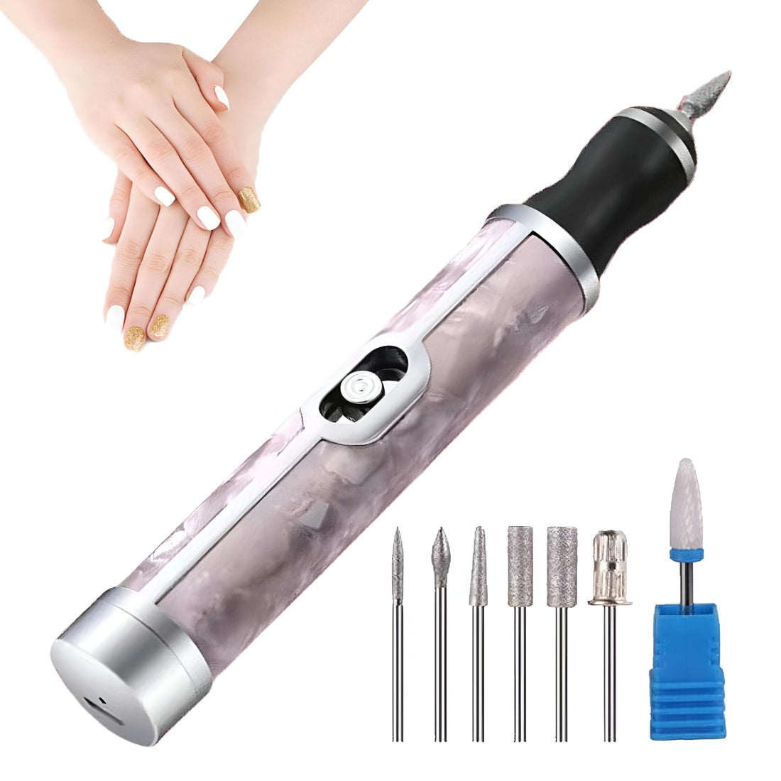 High Quality Electric Nail File with Rechargeable Function | Cordless Manicure and Pedicure Kit | Toenail File for Thick Nails | 4 Professional Speed for Easy Edge Shaping and Polishing (Gold)