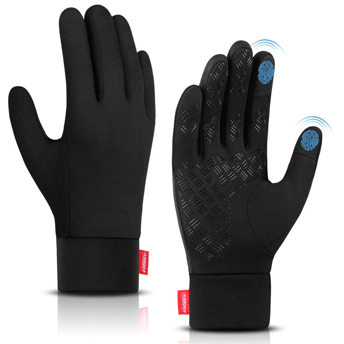 Lapulas Winter Gloves Thermal Touch Screen Gloves Windproof Anti-Slip Cycling Gloves Black Warm Running Gloves for Men Women Outdoor Sports Driving Hiking Skiing Liners