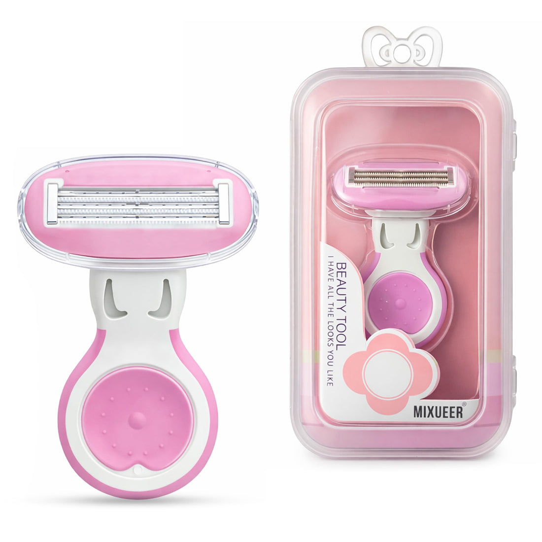 Mixueer - Razor, 3 Blade Razor, Removable Head Design For Easy Replacement, Smooth & Precise Shave Technology, Daily Grooming For Women, Pink