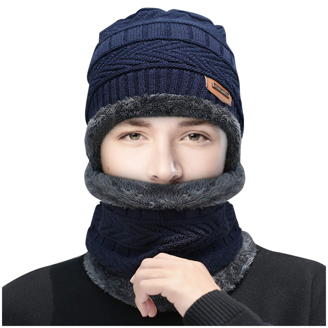 Costume Woolen Winter Windproof Thermal Two Piece Plush Bicycle Scarf Baseball Hat for Men and Women - Dear Silk Night Cap
