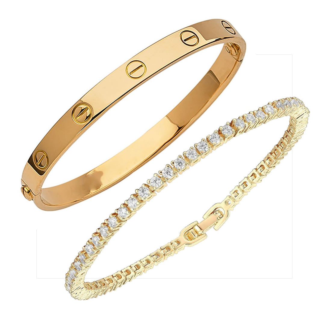 18k Gold Plated Tennis Stainless Steel Oval Love Friendship Cuff Bangles Bracelets Set For Women Girl Gifts For Women Girls By Julia Store