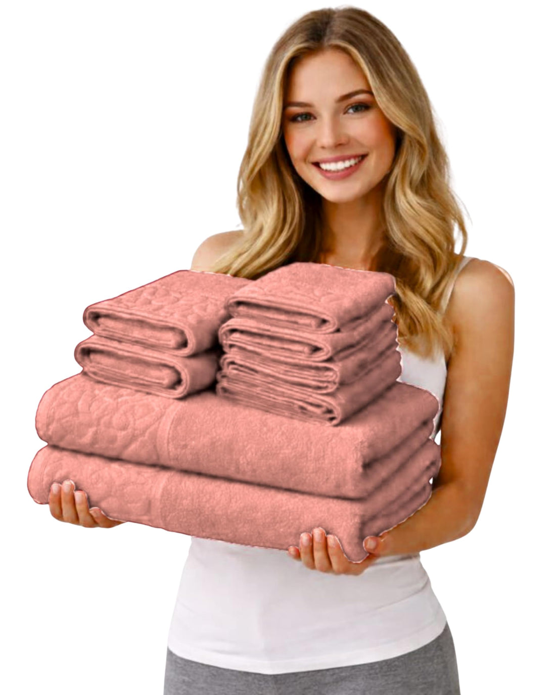 Burak Tekstil Egyptian Cotton Towel Set, 8-Piece, 2 Bath, 2 Hand, 4 Face, Ultra Soft, Highly Absorbent (Kashmere)