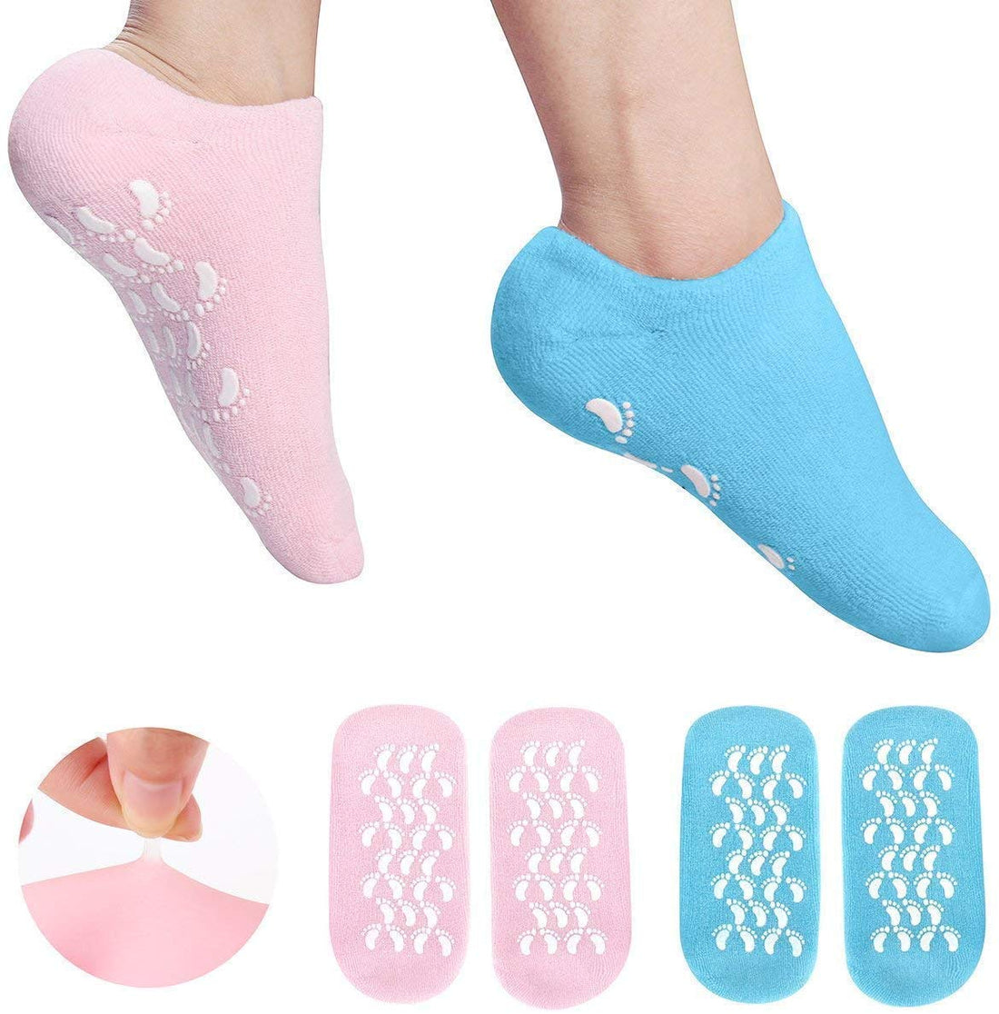 VazzLox Silicon Socks Heel for Crack (1 Pair) Spa Gel Socks for Women and Men, Feet Protector Crack Heel Repair Socks with Moisturizing Natural Oil and Vitamin E Repair Dry Cracked Feet & Soften Skin