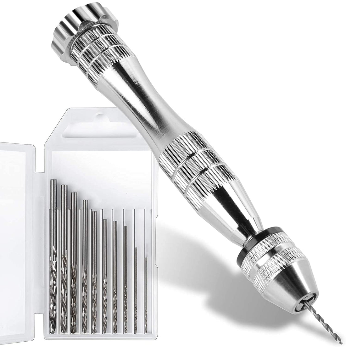 Pin Vise for Resin Casting Molds, KASTWAVE Steel Hand Drill, Resin Drill with 10 PCS Drill Bit, Precision Hand Drill Tools for Epoxy Resin Arts Crafts, Wood, Clay, DIY Resin Keychain Jewelry Making