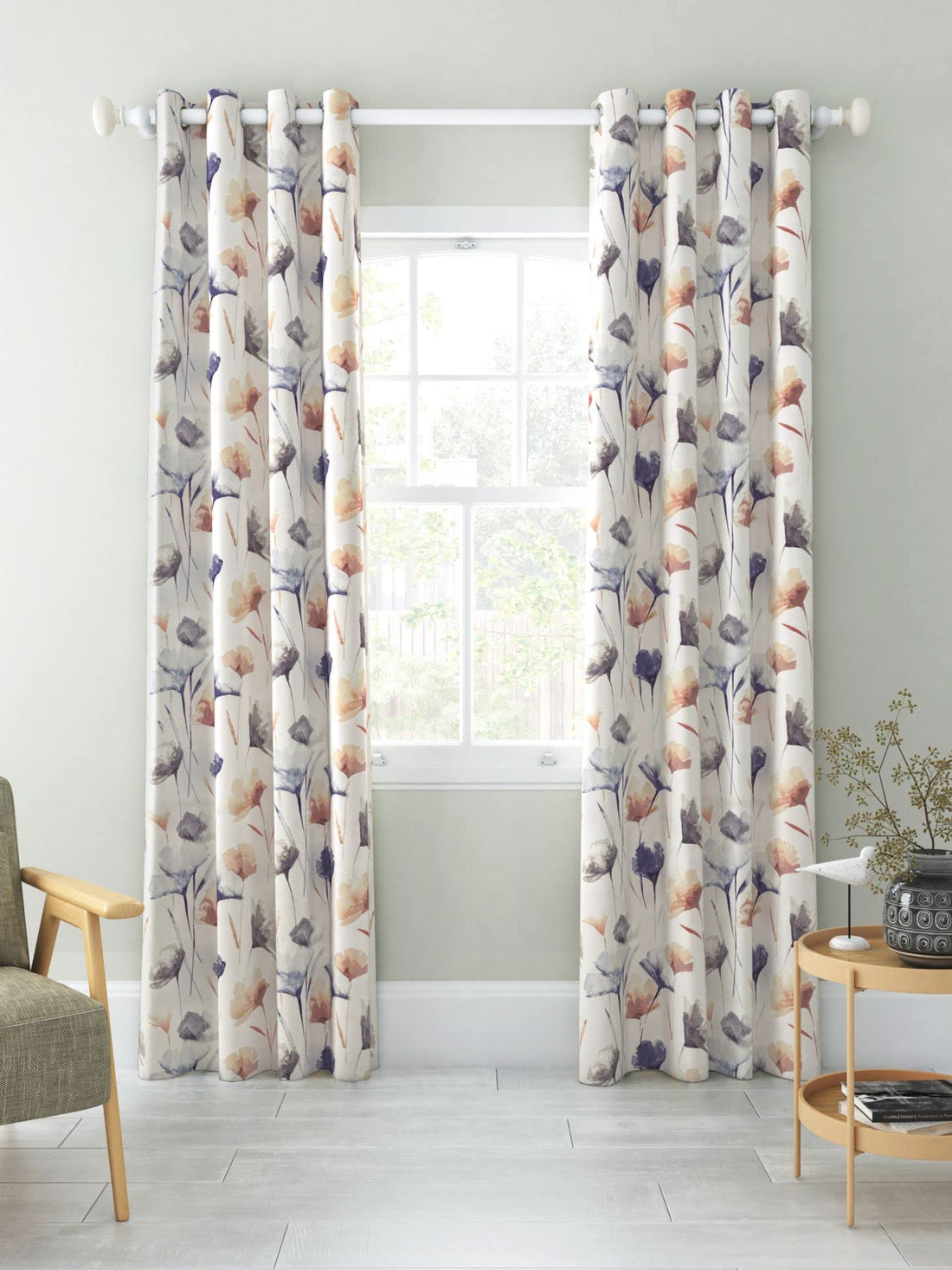 Linen Velvet Sabia Curtains-Modern Multi Colour Sheer Design-Steel Grommets -1 Piece Multicolor 140W x 230L CM