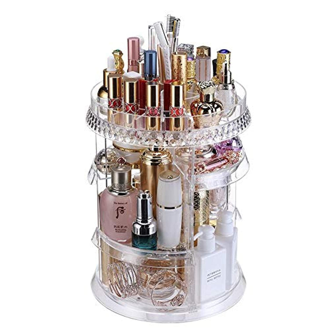 360 Rotating Acrylic Cosmetic Box - Modern Elegant Transparent Makeup Storage Rack
