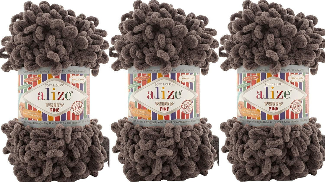 Alize Puffy Fine Yarn Baby Blanket Yarn Lot of 3skn 300gr 48yds 100% Micropolyester Soft Yarn Hand Knitting Yarn Super Chunky Bulky Woven Worested Yarn (305)