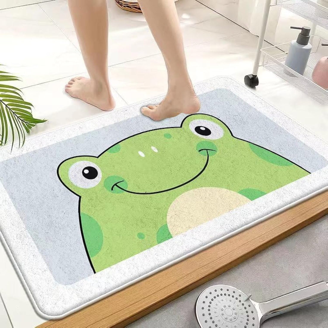 LESTER Soft Non-Slip Door Mat rectangle shape frog design green and grey 50x80cm