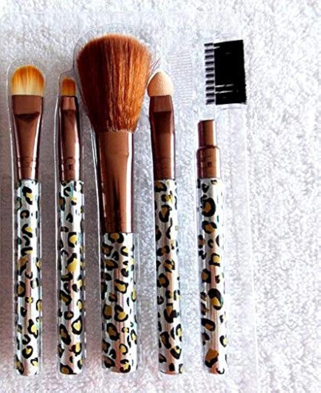 women 5pcs leopard Makeup Cosmetic Brush Set Make up Eyeshadow Cosmetic Tool Kit
