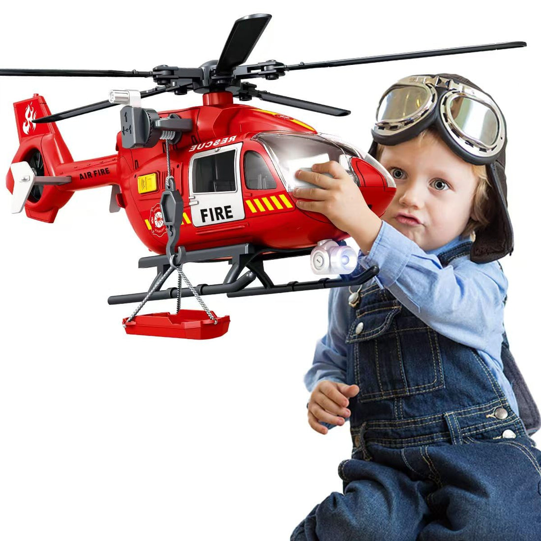 Police Air Rescue Helicopter Toy with Lights and Sounds, 15 x 4.3 x 4.3 inches (Firefighting Aircraft)