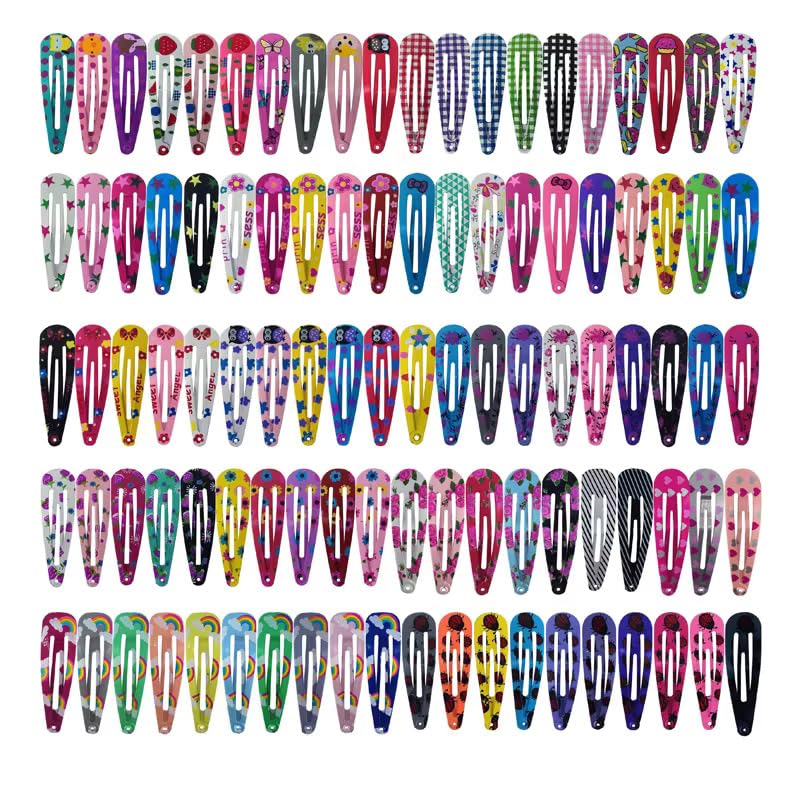 cute sweet metal TIC-TAC assorted printed snap hair clip for baby girl Girls & Women pack of 24