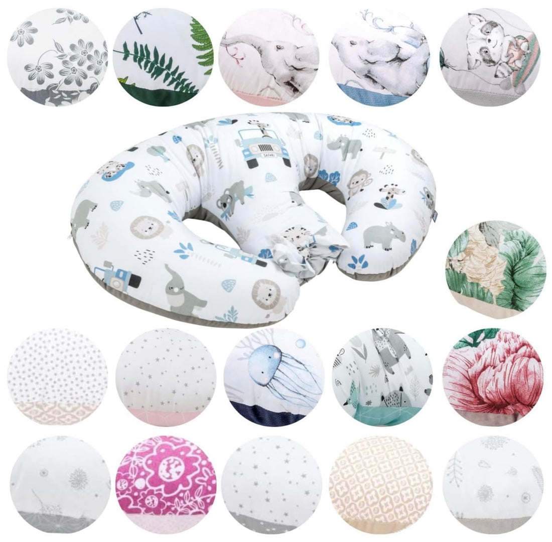 Bellochi Growing in style Twin Breastfeeding Cushion Cover - Cotton and Velvet - Oeko-TEX Certificate - Multifunctional Safari Nursing Pillow