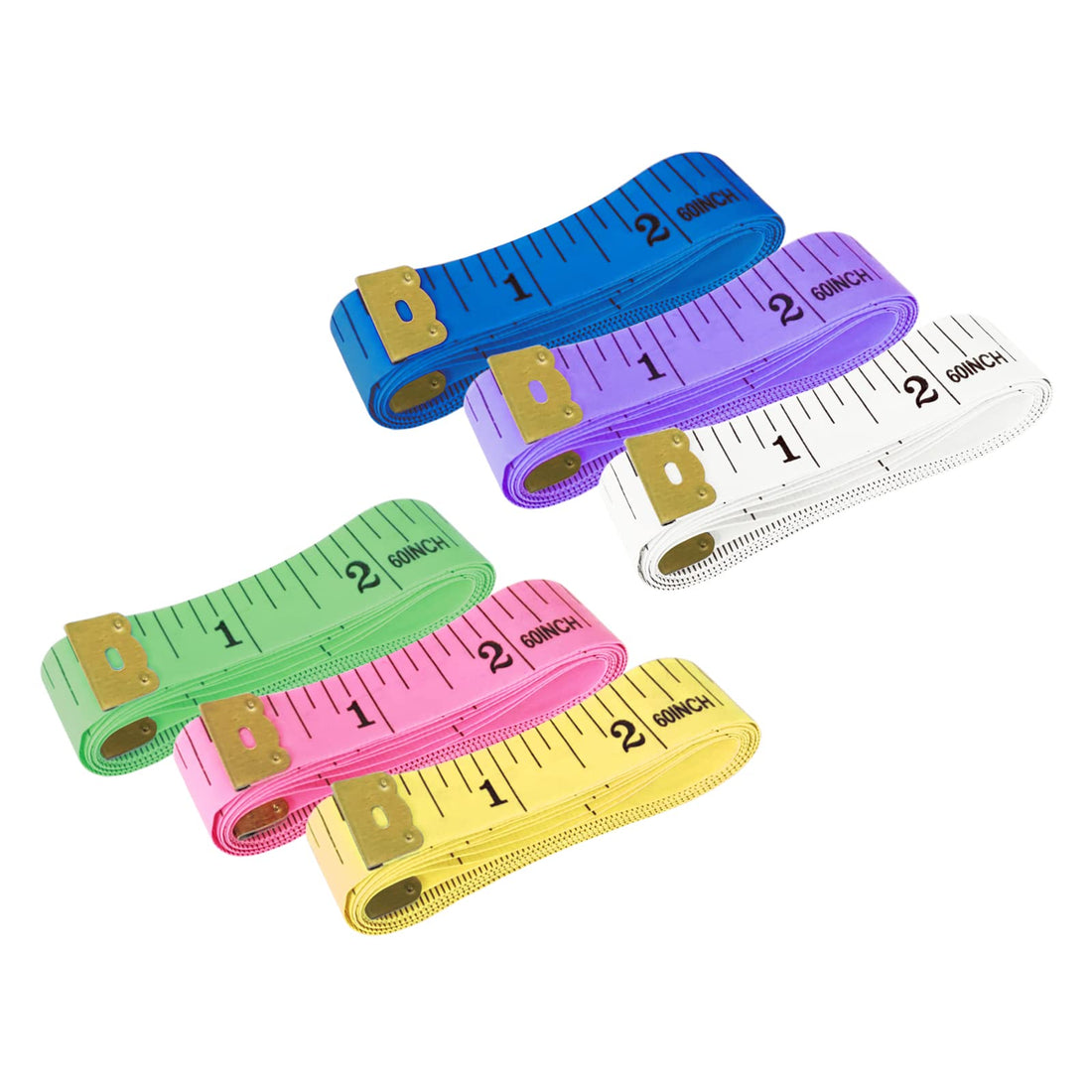 GDMINLO 6 Pack Soft Tape Measure Double Scale Body Sewing Flexible Ruler for Weight Loss Medical Body Measurement Sewing Tailor Craft Vinyl Ruler, Has Centimetre Scale on Reverse Side 60-inch