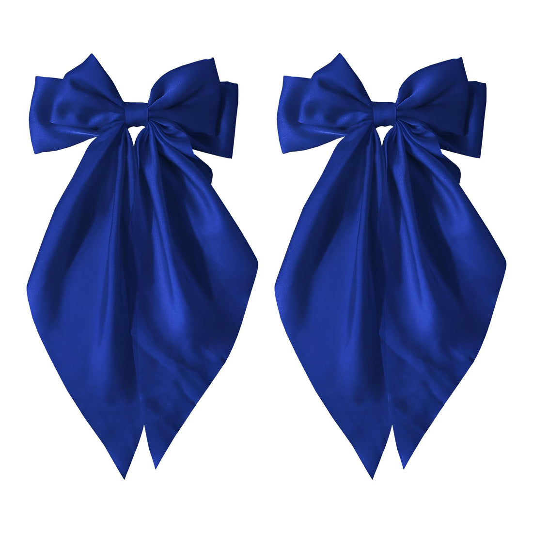 Hair Accessories - Soft Satin Oversized Hair Bows with Flowing Tails, Set of 2 Yellow Bowknot Barrettes Featuring Metal Clips, Stylish and Elegant for Women (2pcs-blue)