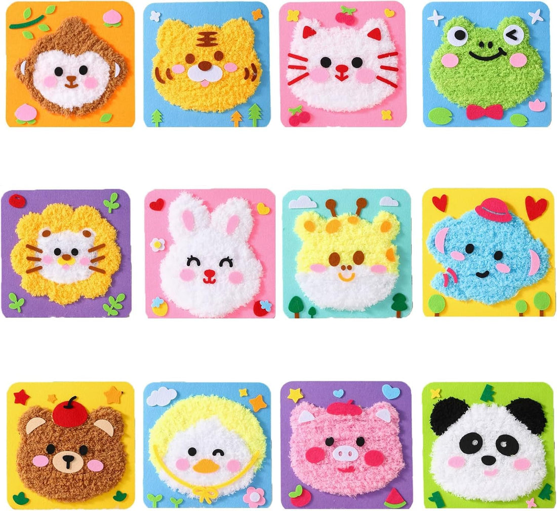 5 Pieces Embroidery Puppets DIY Sewing Kits Cartoon Animal Sewing Kits for Dolls and Crafts Suitable for Beginners Ages 14+