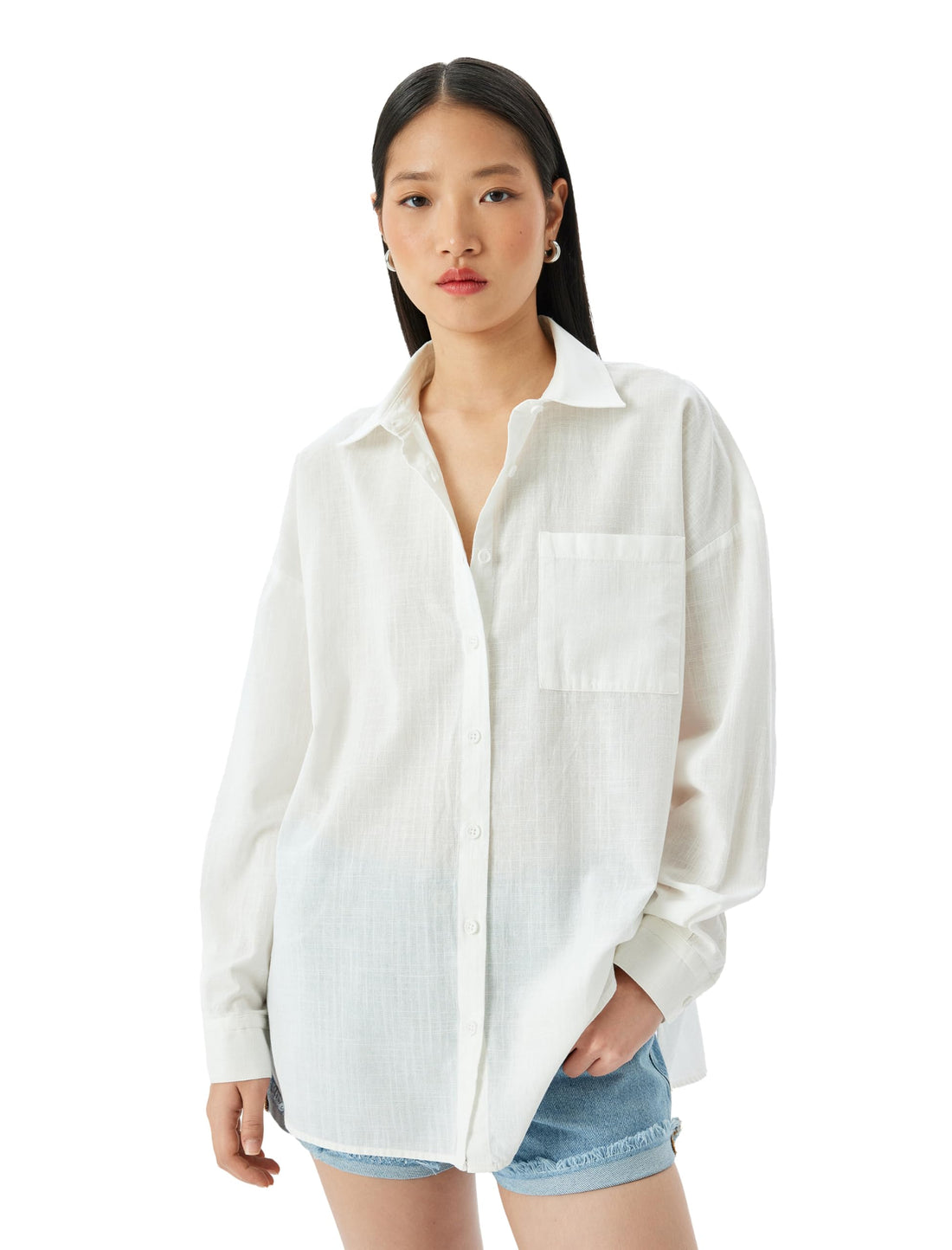 KOTON Womens Long Sleeve Shirt Modern