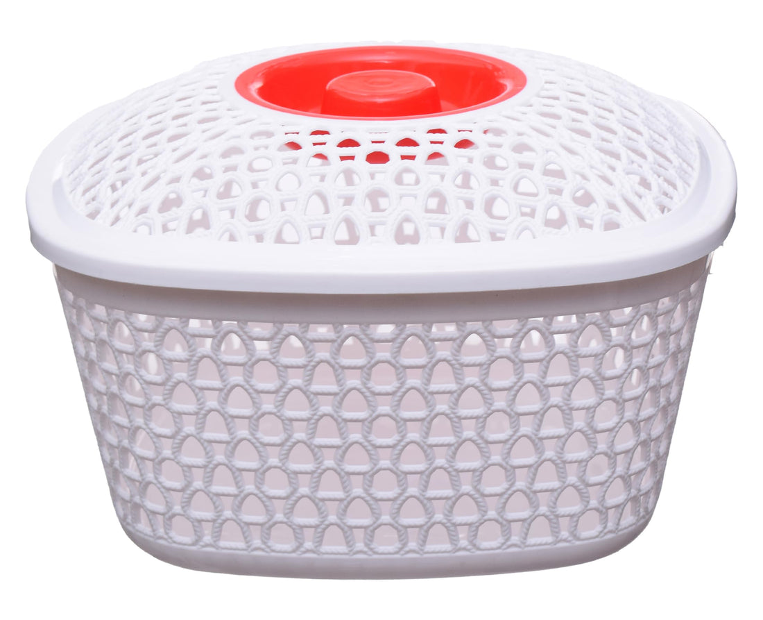 Lura Square Basket 25 Cm - White And Red