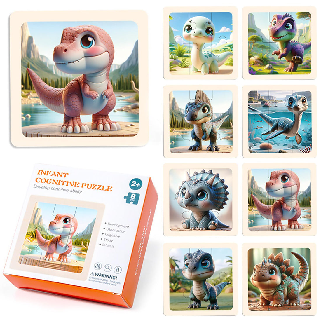 Wooden Puzzle Children, Puzzle for Children, Pieces Puzzle Dinosaur, Wooden Puzzle Animals for Children, Educational Toy Perfect for Boys Girls 2 Years +