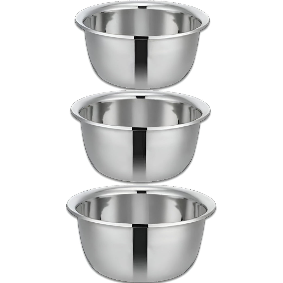 Mixing Bowls Set - 3pcs Stainless Steel Deep Containers for Soup and Salad, Perfect for Home Storage and Meal Preparation, Includes 32cm, 30cm, and 28cm Sizes