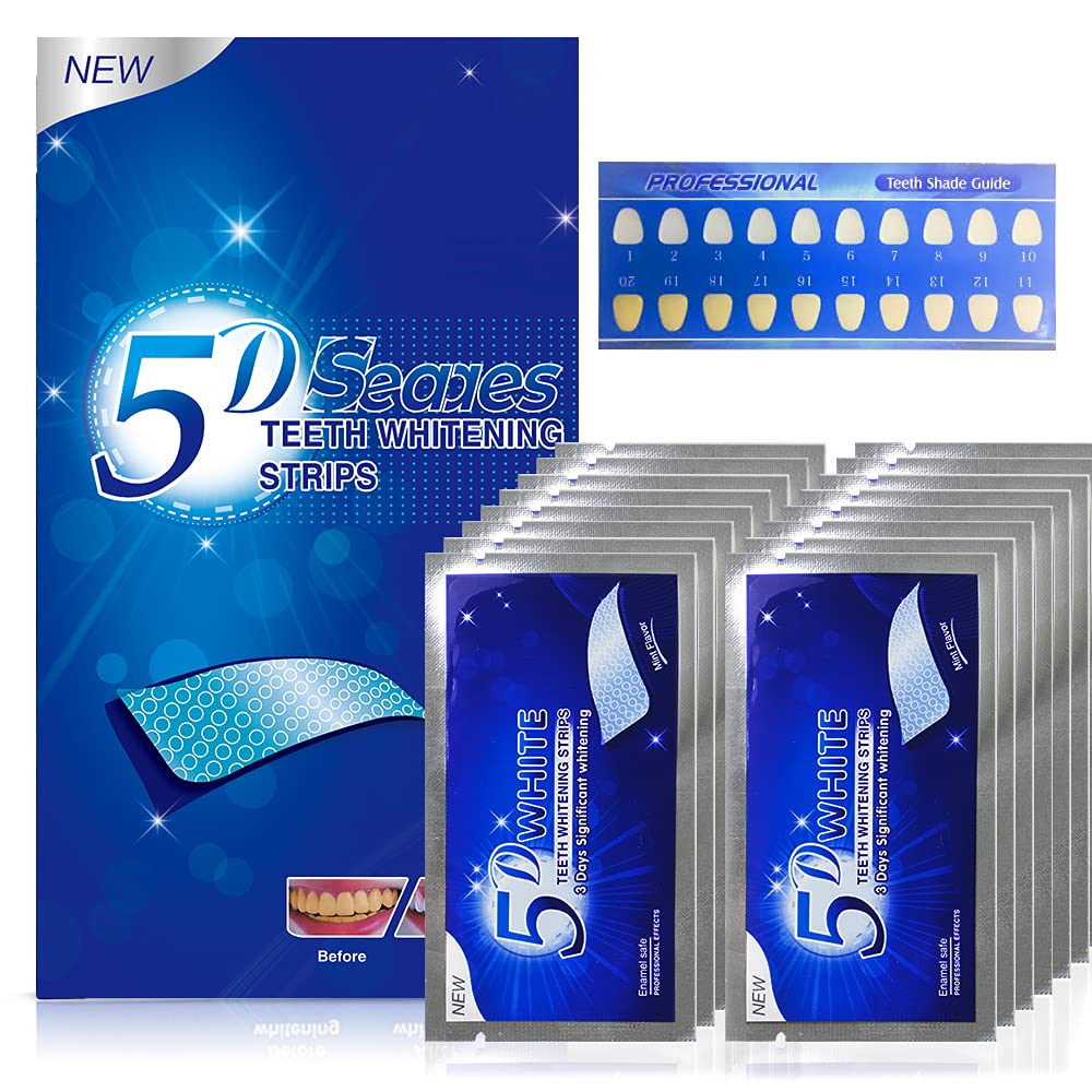 SEAAES Teeth Whitening Strips 5d Contains No Harmful Substances Effective Home Use Tooth Whitening Kit Mint Flavor 14 Pouches 28pcs