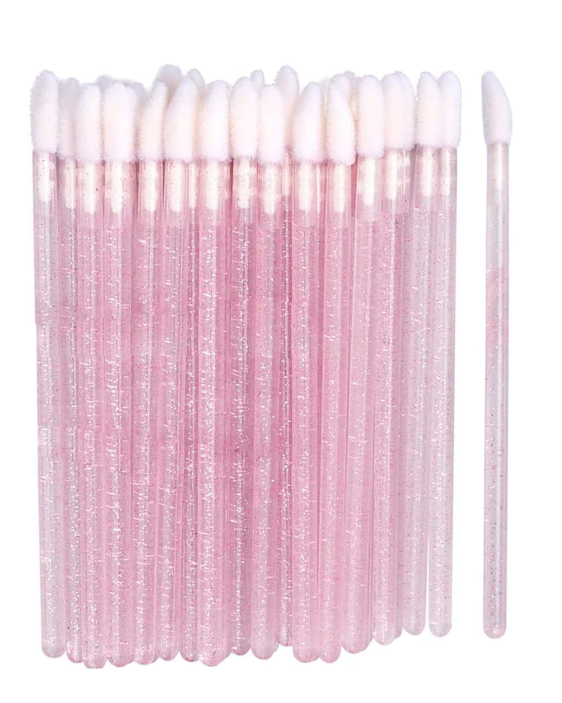 50pcs Disposable Lip Brushes Make Up Brush Lip Gloss Applicators Lipstick Wands Tool Kits Lip gloss Applicators Tester Wands for Makeup & Gift Ideas (Pink Crystal)