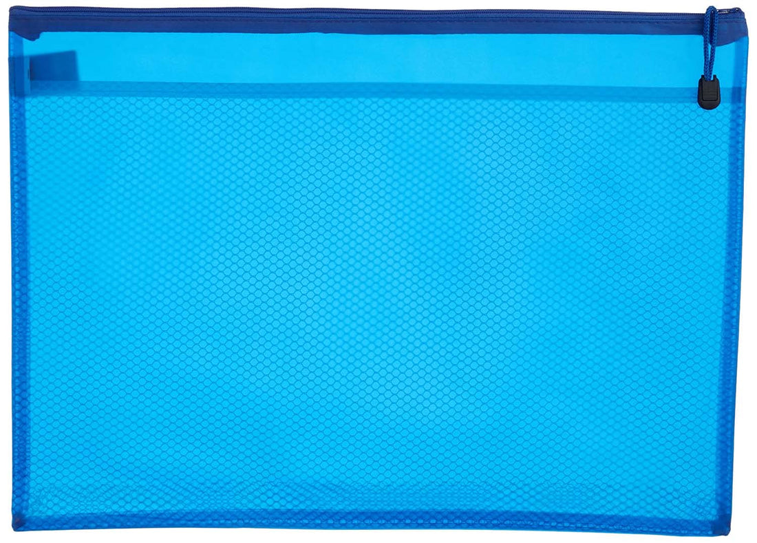 Fabric file with zipper, a3 - blue