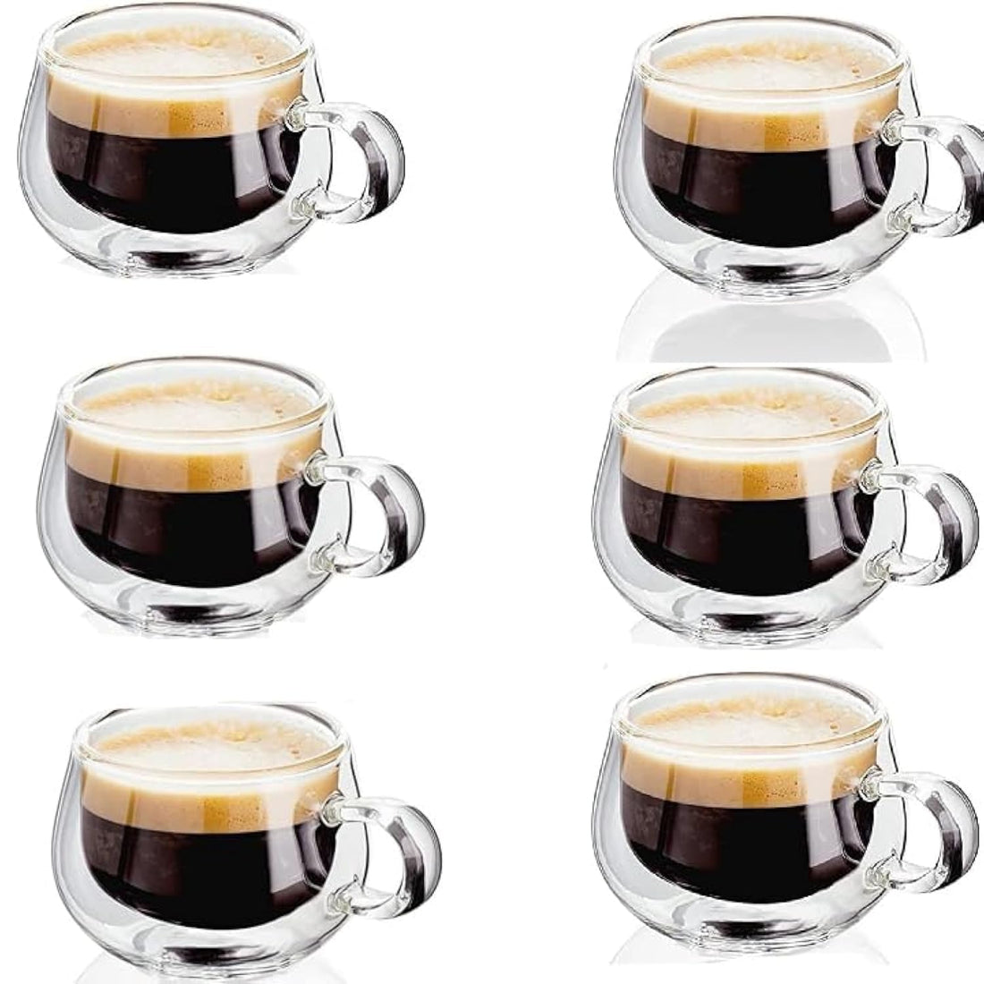 Portal Double Glass Coffee Mug, 100ml Set Of 6